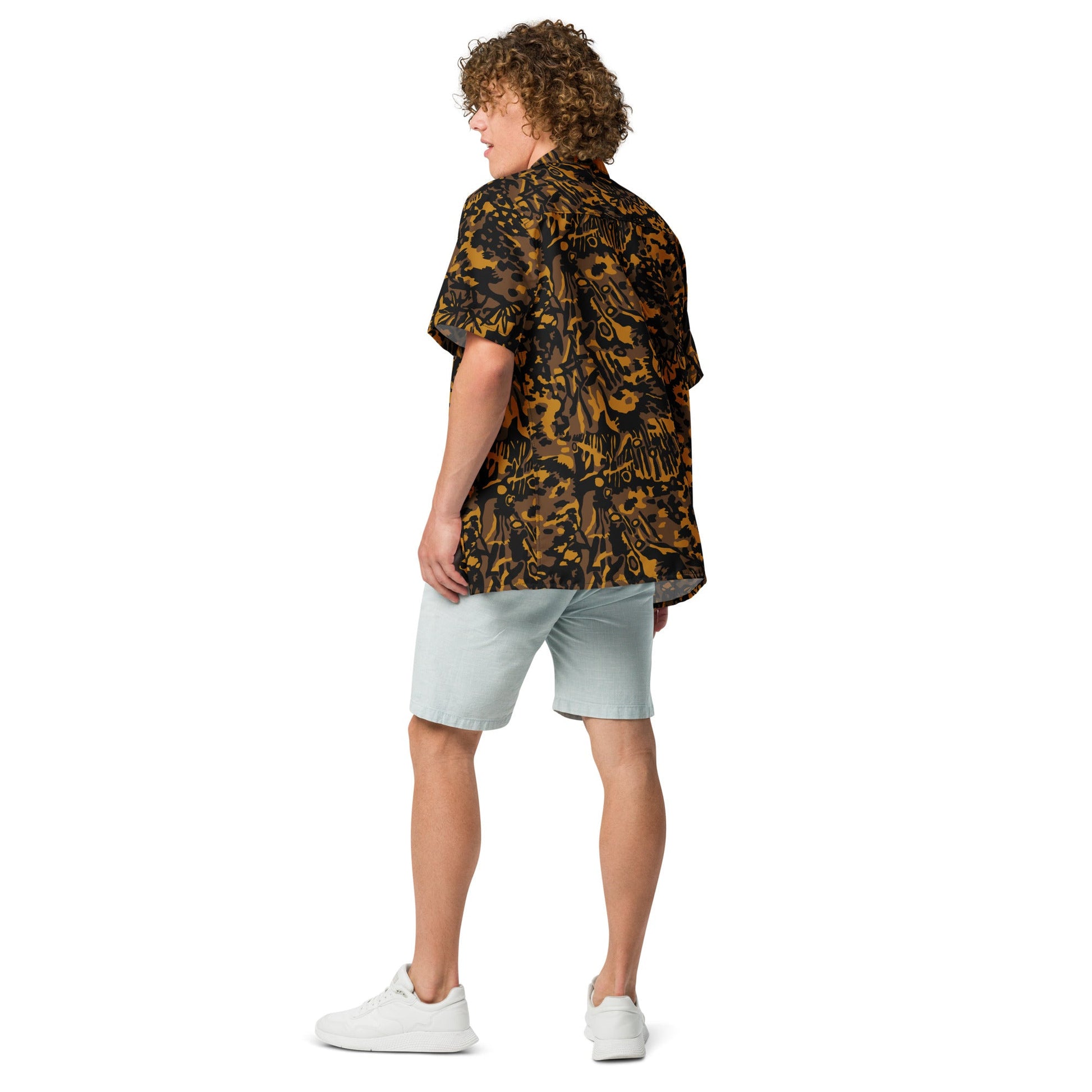 German Palm Tree Palmenmuster Autumn CAMO Unisex Short-Sleeve Button Shirt
