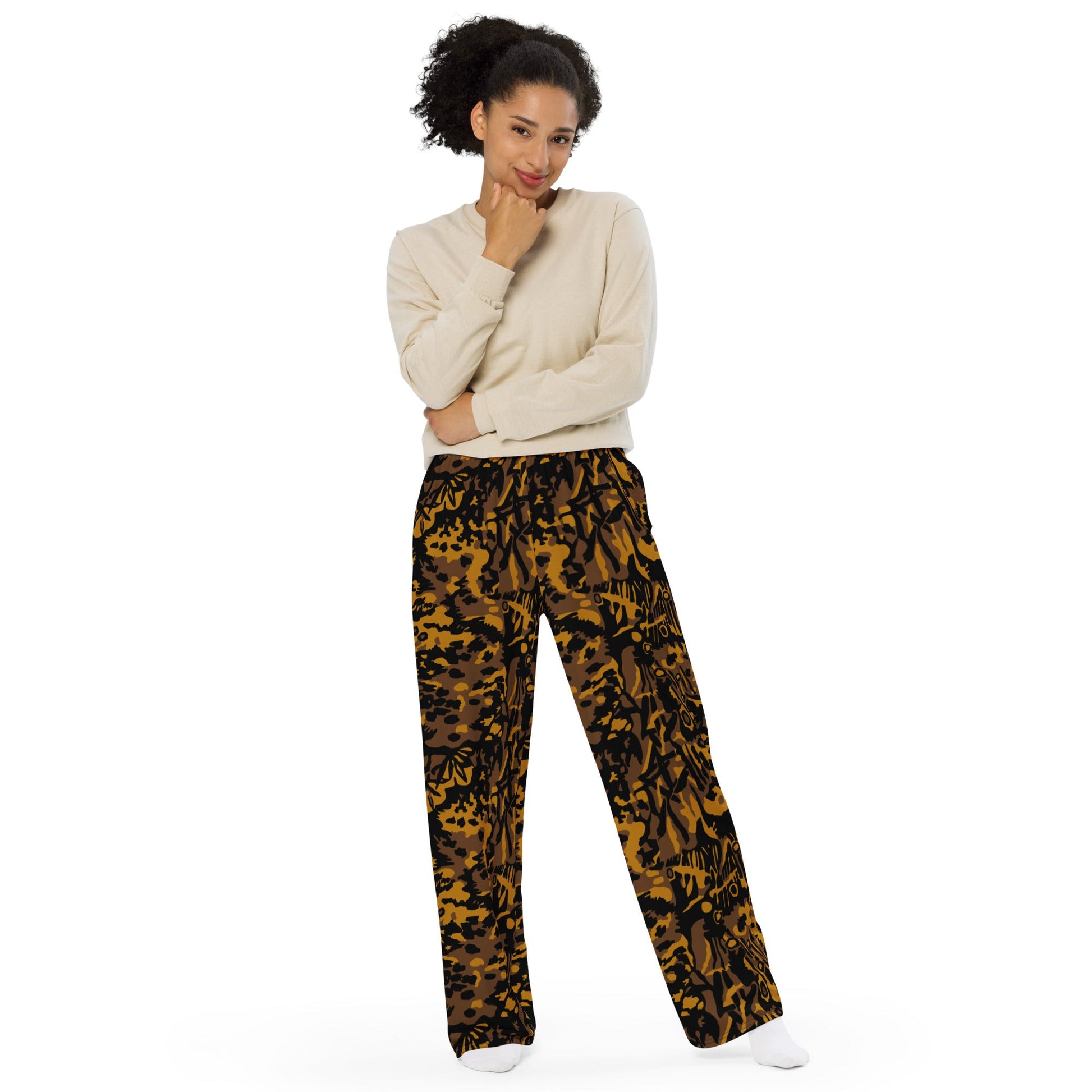 German Palm Tree Palmenmuster Autumn CAMO unisex wide-leg pants - Wide-leg Pants
