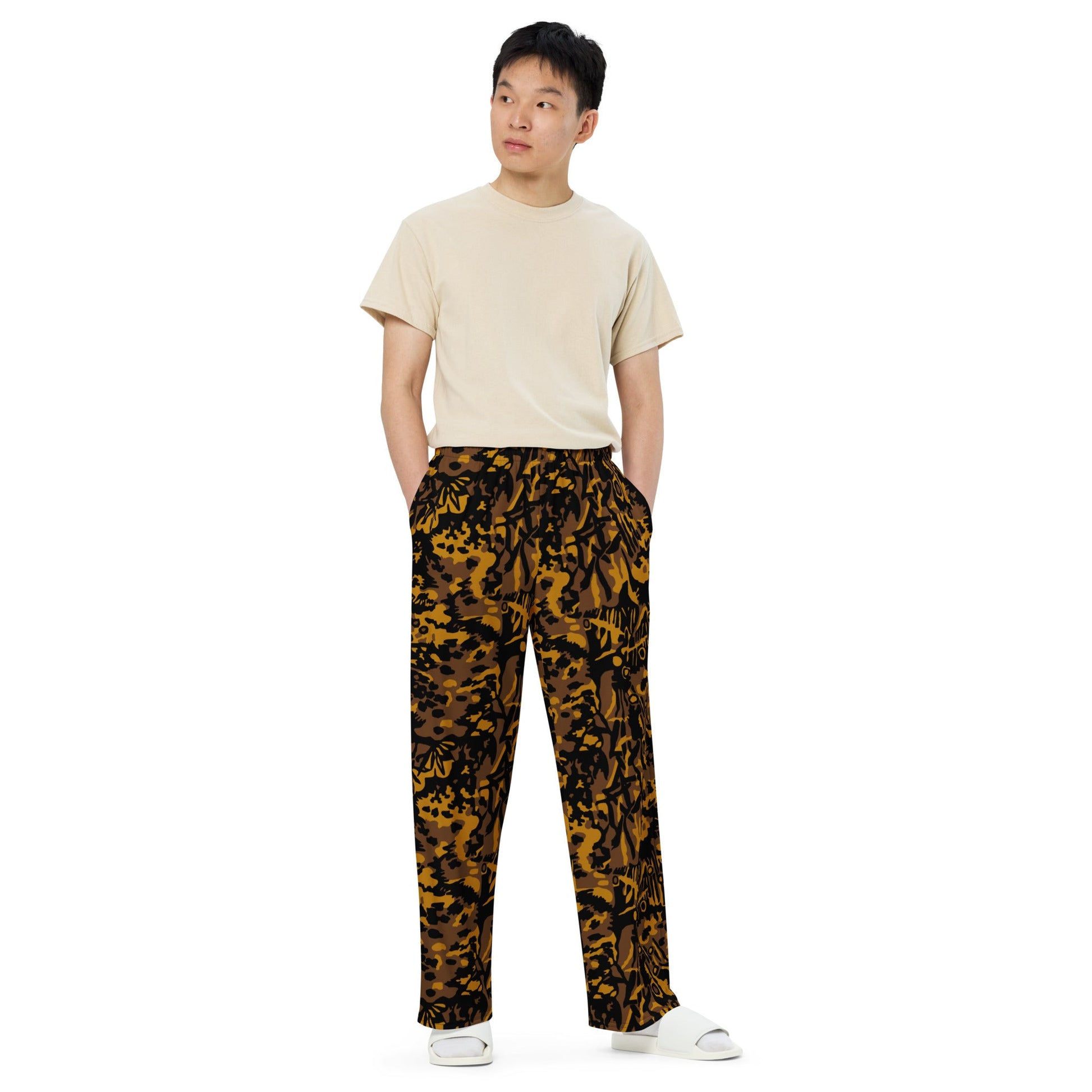 German Palm Tree Palmenmuster Autumn CAMO unisex wide-leg pants - Wide-leg Pants