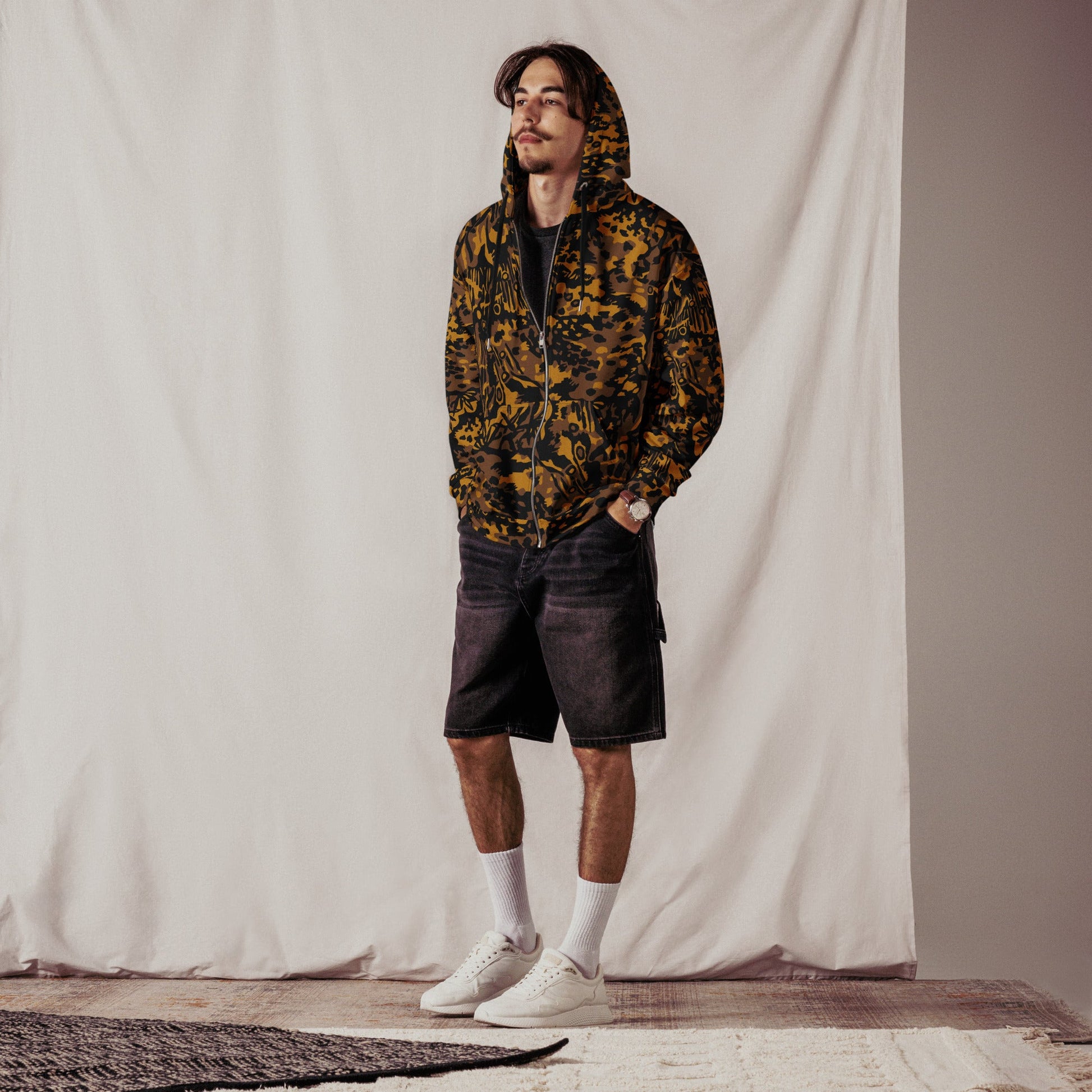 German Palm Tree Palmenmuster Autumn CAMO Unisex Zip Hoodie