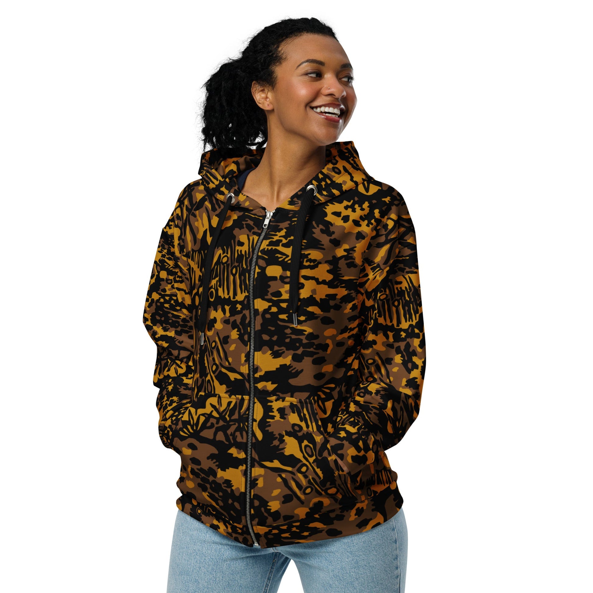 German Palm Tree Palmenmuster Autumn CAMO Unisex Zip Hoodie