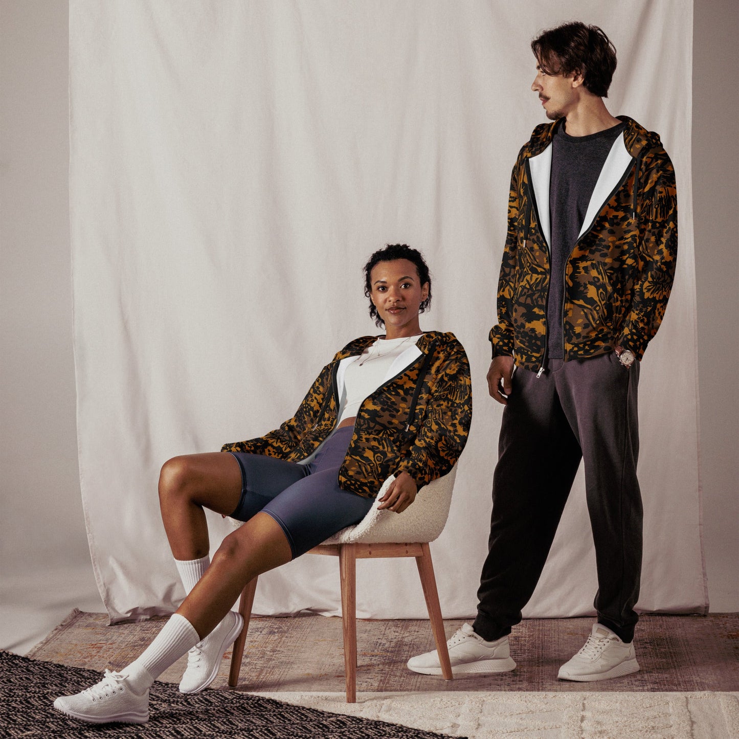 German Palm Tree Palmenmuster Autumn CAMO Unisex Zip Hoodie