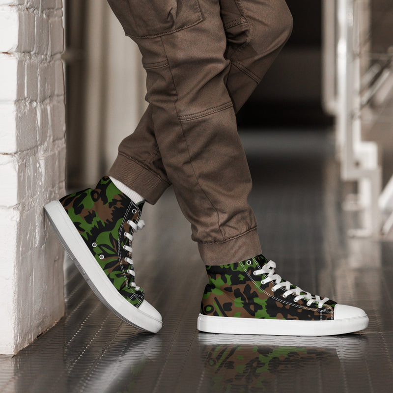 Palm Tree Palmenmuster Spring CAMO Mens High-Top Canvas Shoes - White / 5