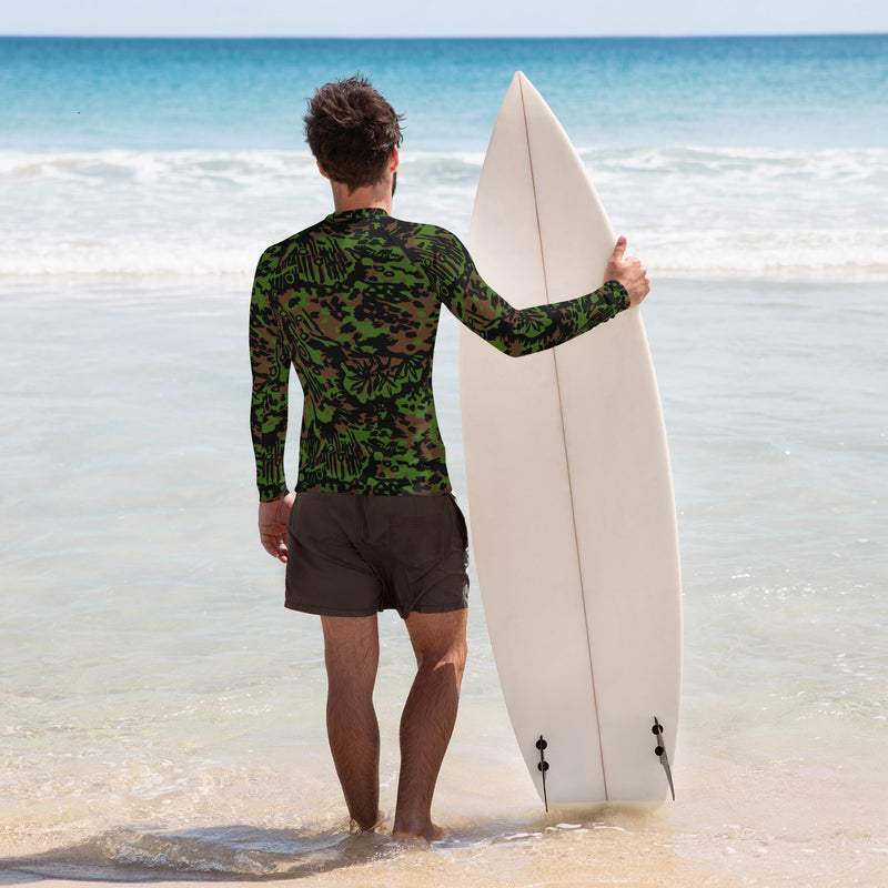 Palm Tree Palmenmuster Spring CAMO Mens Long-Sleeve Rash Guard