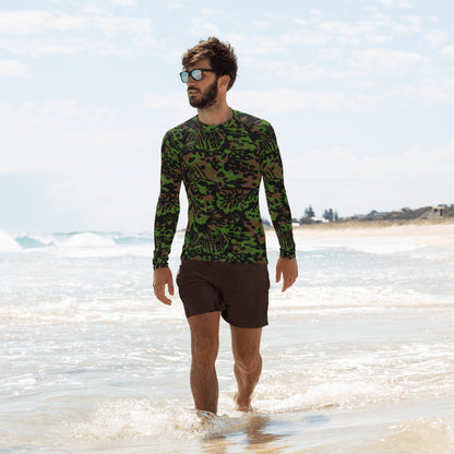 German Palm Tree Palmenmuster Spring CAMO Mens Long-sleeve Rash Guard - XS - Guards