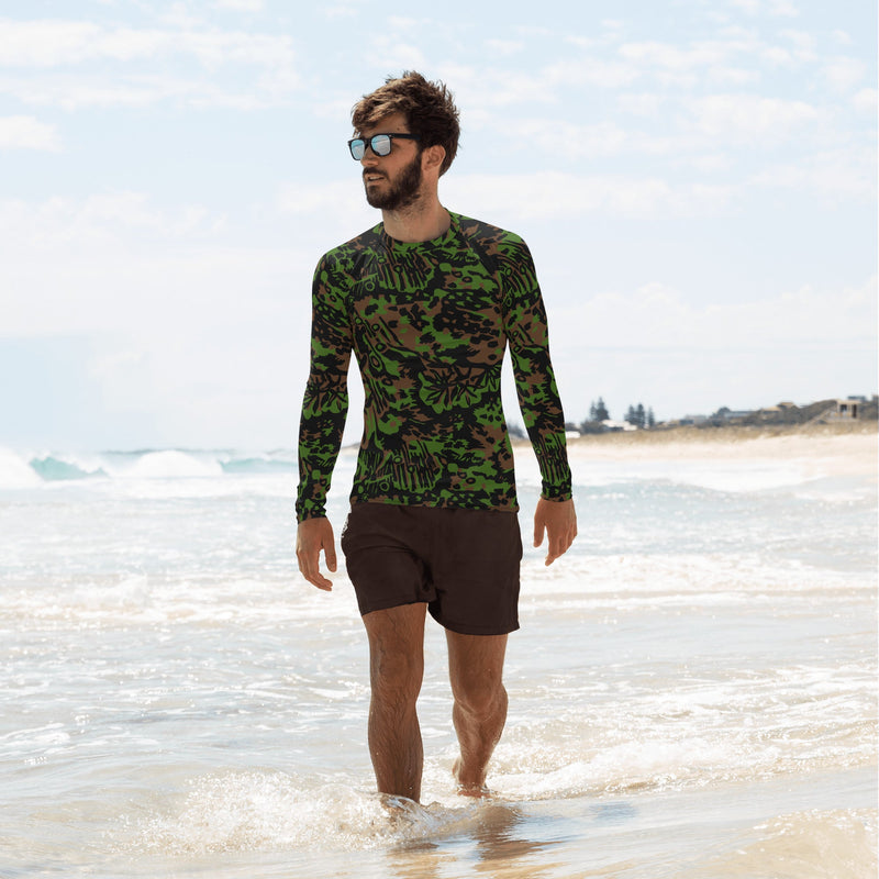 Palm Tree Palmenmuster Spring CAMO Mens Long-Sleeve Rash Guard - XS