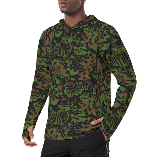 German Palm Tree Palmenmuster Spring CAMO Mens Sunscreen Sports Hoodie With Thumb Holes
