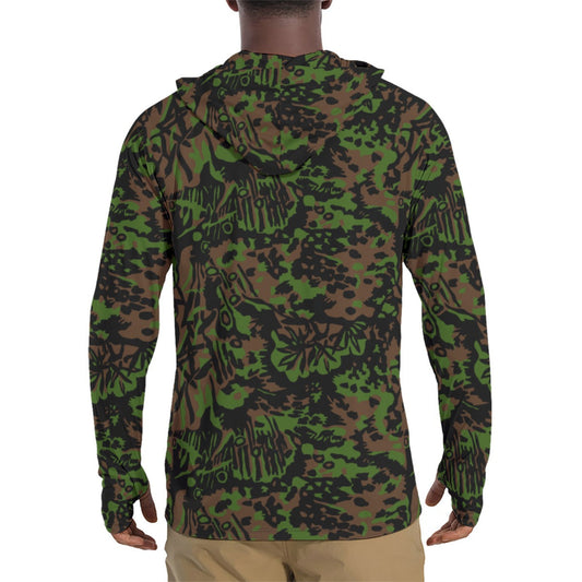 German Palm Tree Palmenmuster Spring CAMO Mens Sunscreen Sports Hoodie With Thumb Holes - S / White