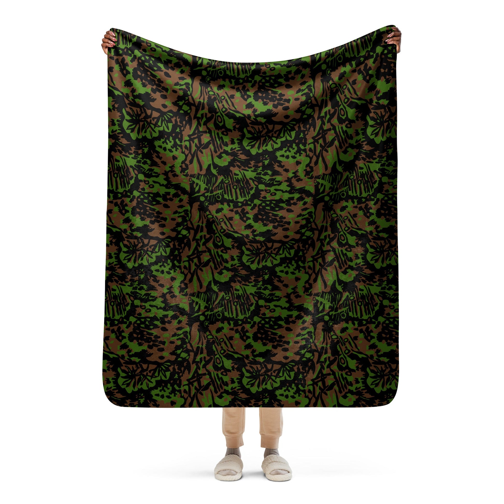 German Palm Tree Palmenmuster Spring CAMO Sherpa Blanket - 50″×60″