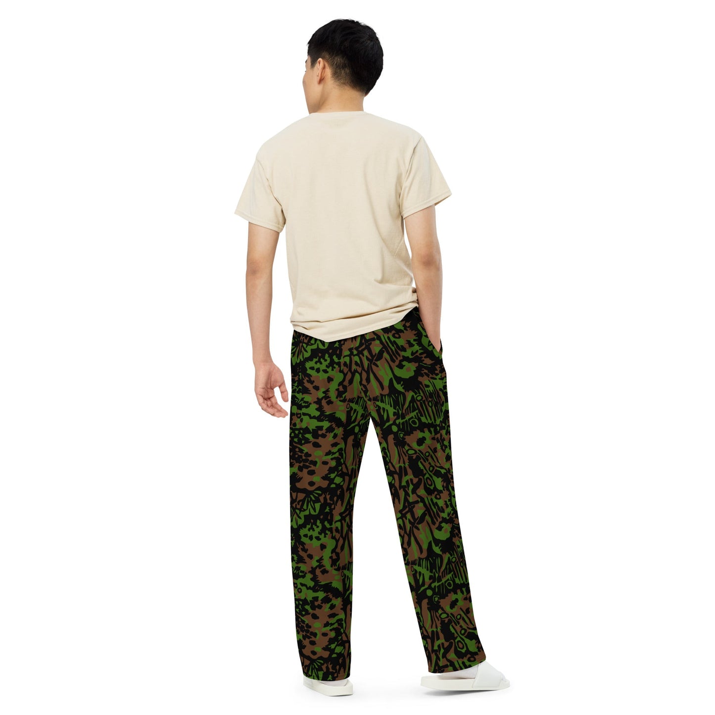German Palm Tree Palmenmuster Spring CAMO unisex wide leg pants Wide Pants