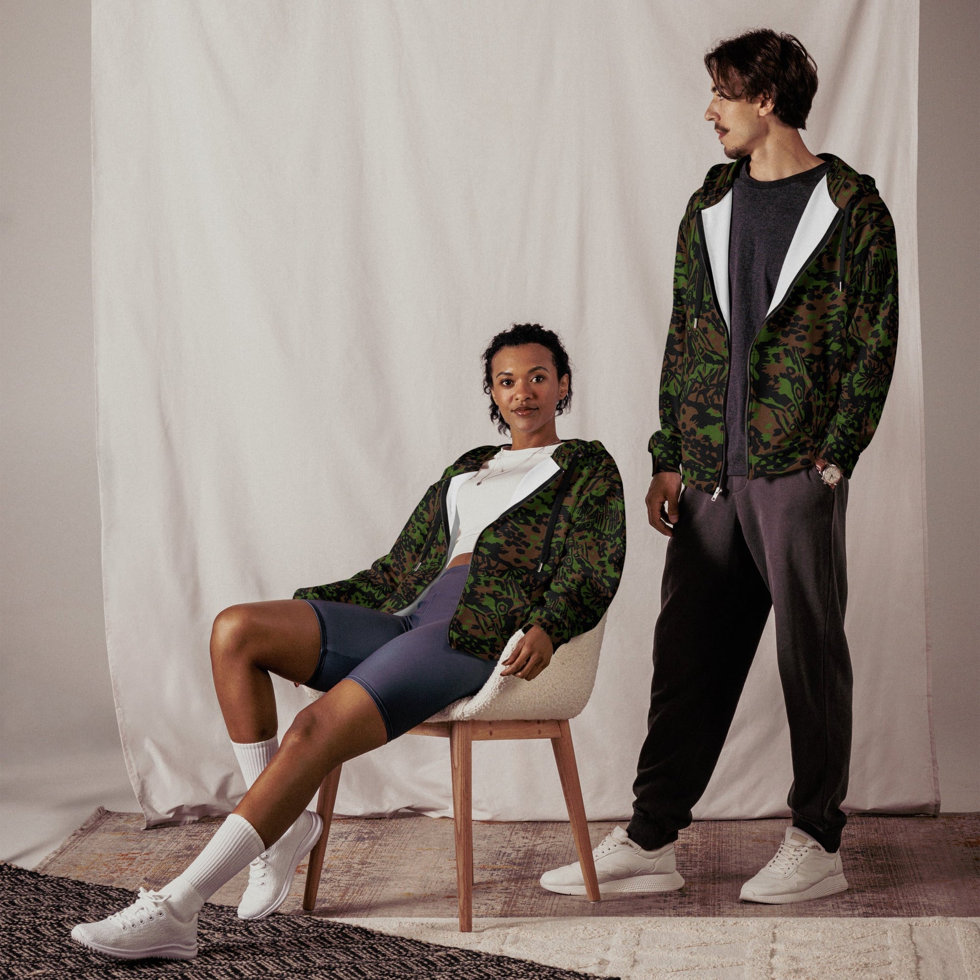 German Palm Tree Palmenmuster Spring CAMO Unisex zip hoodie Zip Hoodies