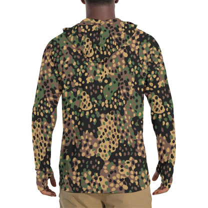 German Pea Dot Erbsenmuster CAMO Mens Sunscreen Sports Hoodie With Thumb Holes - S / White