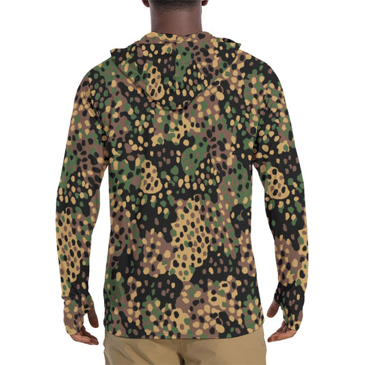 German Pea Dot Erbsenmuster CAMO Mens Sunscreen Sports Hoodie With Thumb Holes - S / White