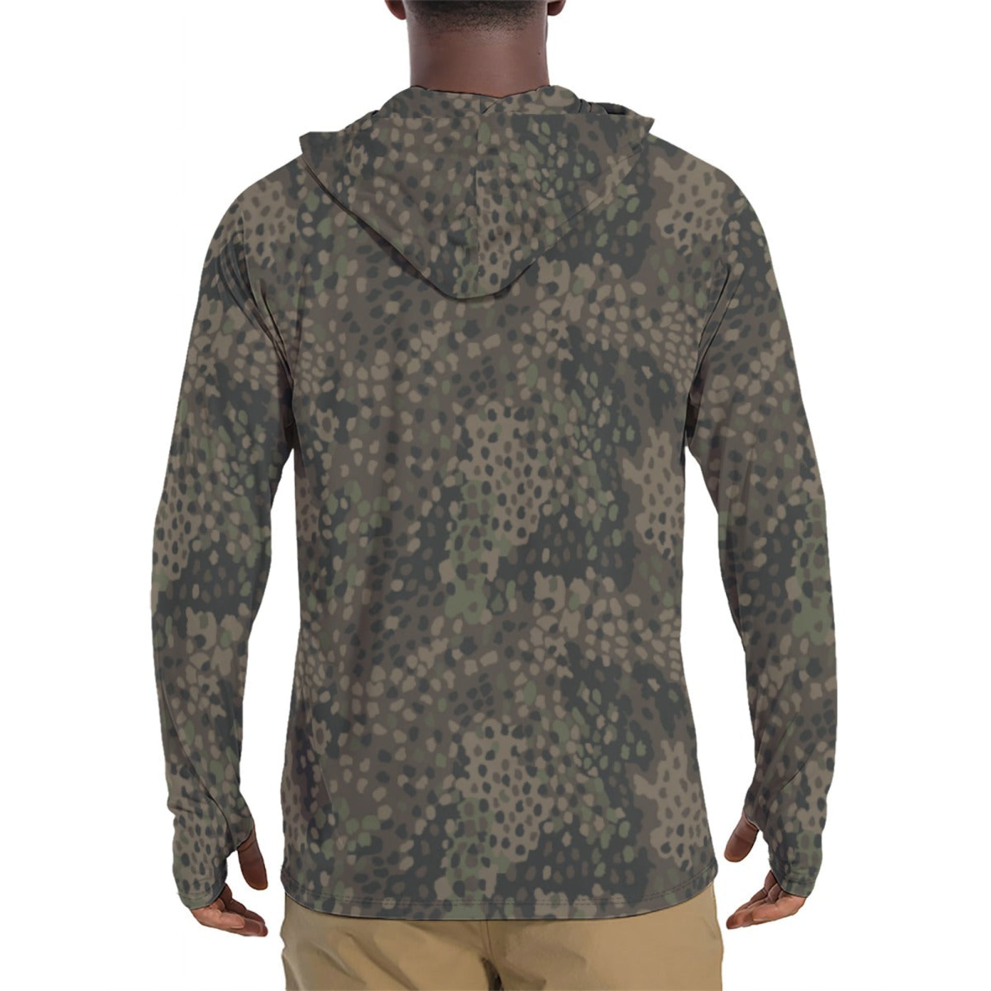 German Pea Dot Erbsenmuster Pattern 44 CAMO Mens Sunscreen Sports Hoodie With Thumb Holes