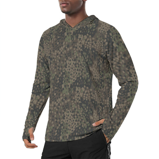 Pea Dot Erbsenmuster Pattern 44 CAMO Mens Sunscreen Sports Hoodie With Thumb Holes - S / White