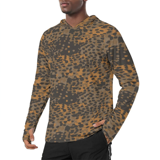 Plane Tree Platanenmuster Autumn CAMO Mens Sunscreen Sports Hoodie With Thumb Holes