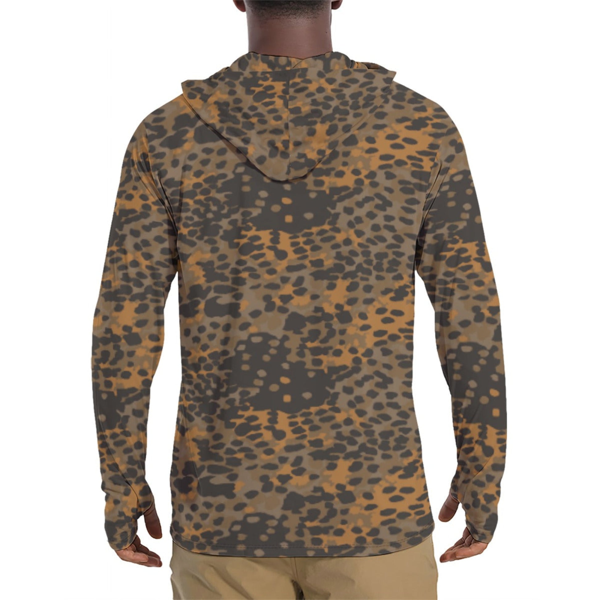 German Plane Tree Platanenmuster Autumn CAMO Mens Sunscreen Sports Hoodie With Thumb Holes - S / White
