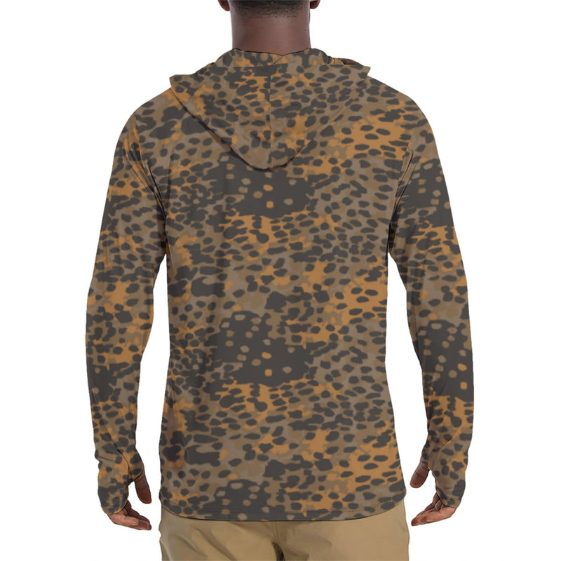 Plane Tree Platanenmuster Autumn CAMO Mens Sunscreen Sports Hoodie With Thumb Holes - S / White
