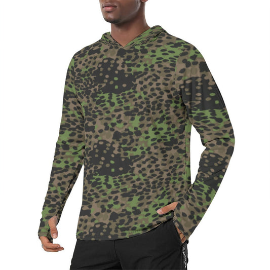 German Plane Tree Platanenmuster Spring CAMO Mens Sunscreen Sports Hoodie With Thumb Holes