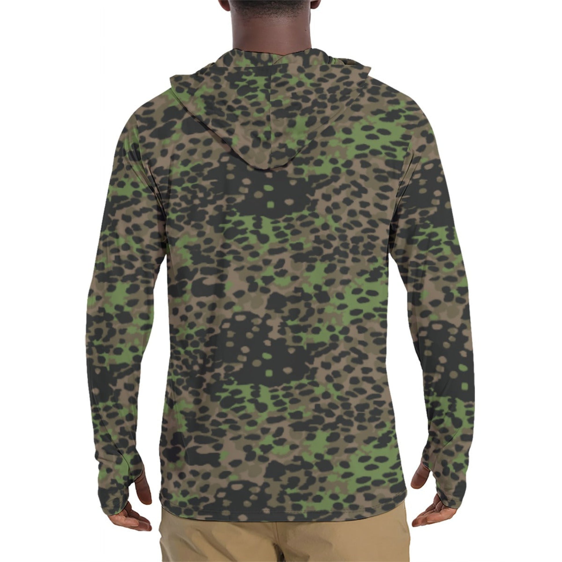 German Plane Tree Platanenmuster Spring CAMO Mens Sunscreen Sports Hoodie With Thumb Holes - S / White