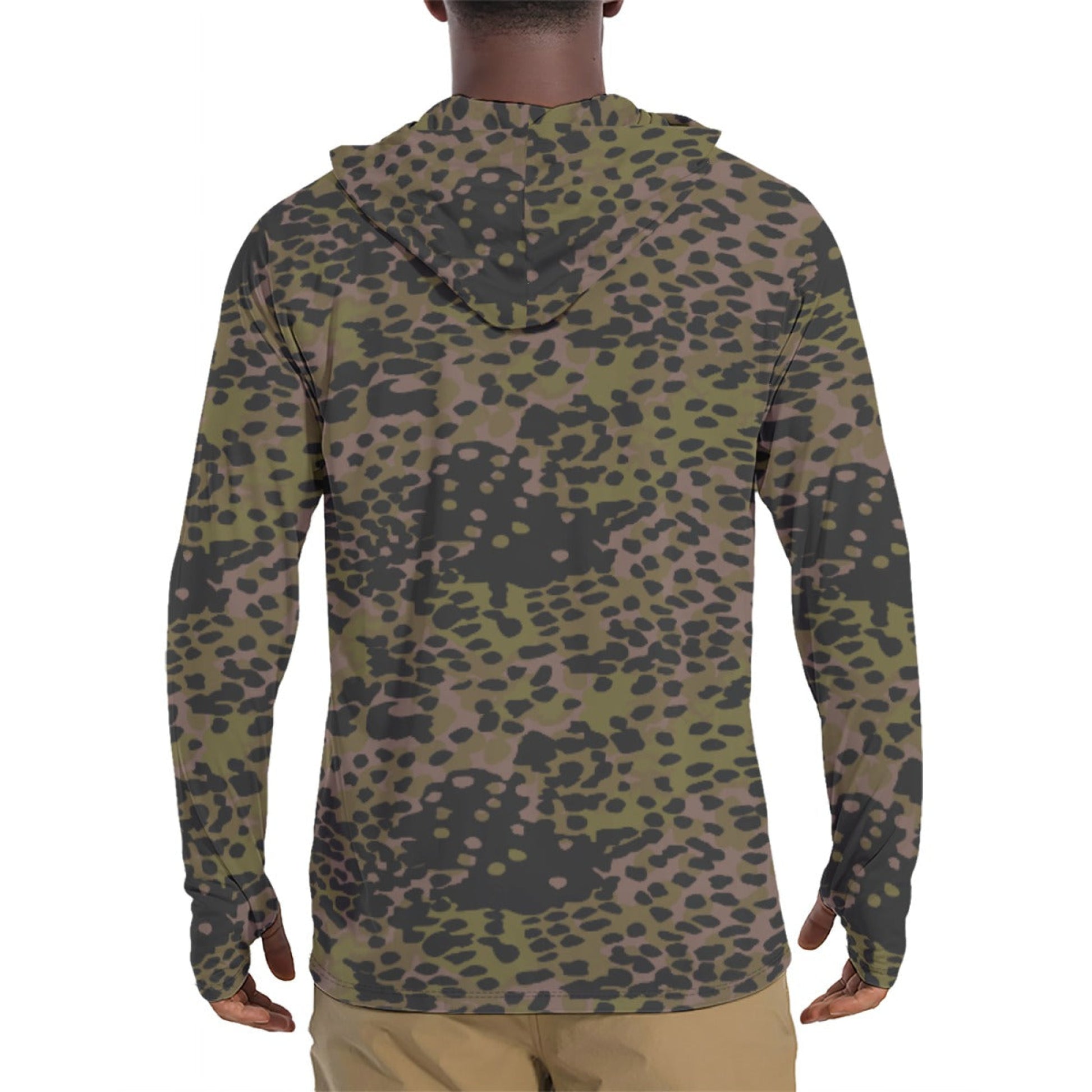 German Plane Tree Platanenmuster Summer CAMO Mens Sunscreen Sports Hoodie With Thumb Holes
