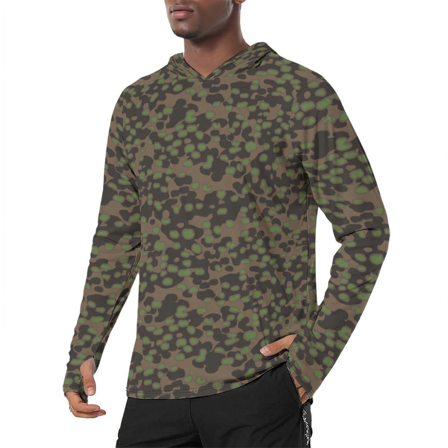 German Polyspot Spring CAMO Mens Sunscreen Sports Hoodie With Thumb Holes