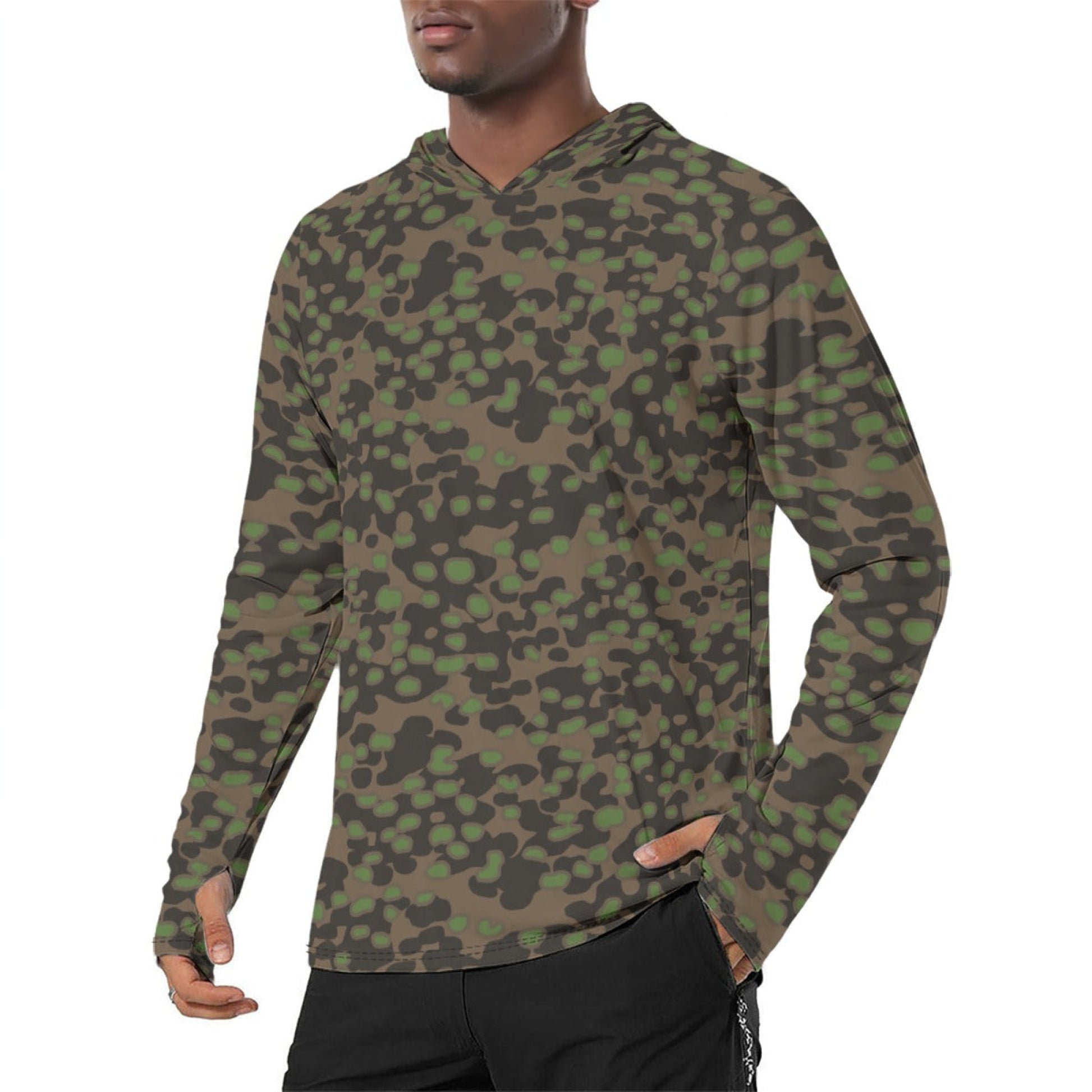 German Polyspot Spring CAMO Mens Sunscreen Sports Hoodie With Thumb Holes