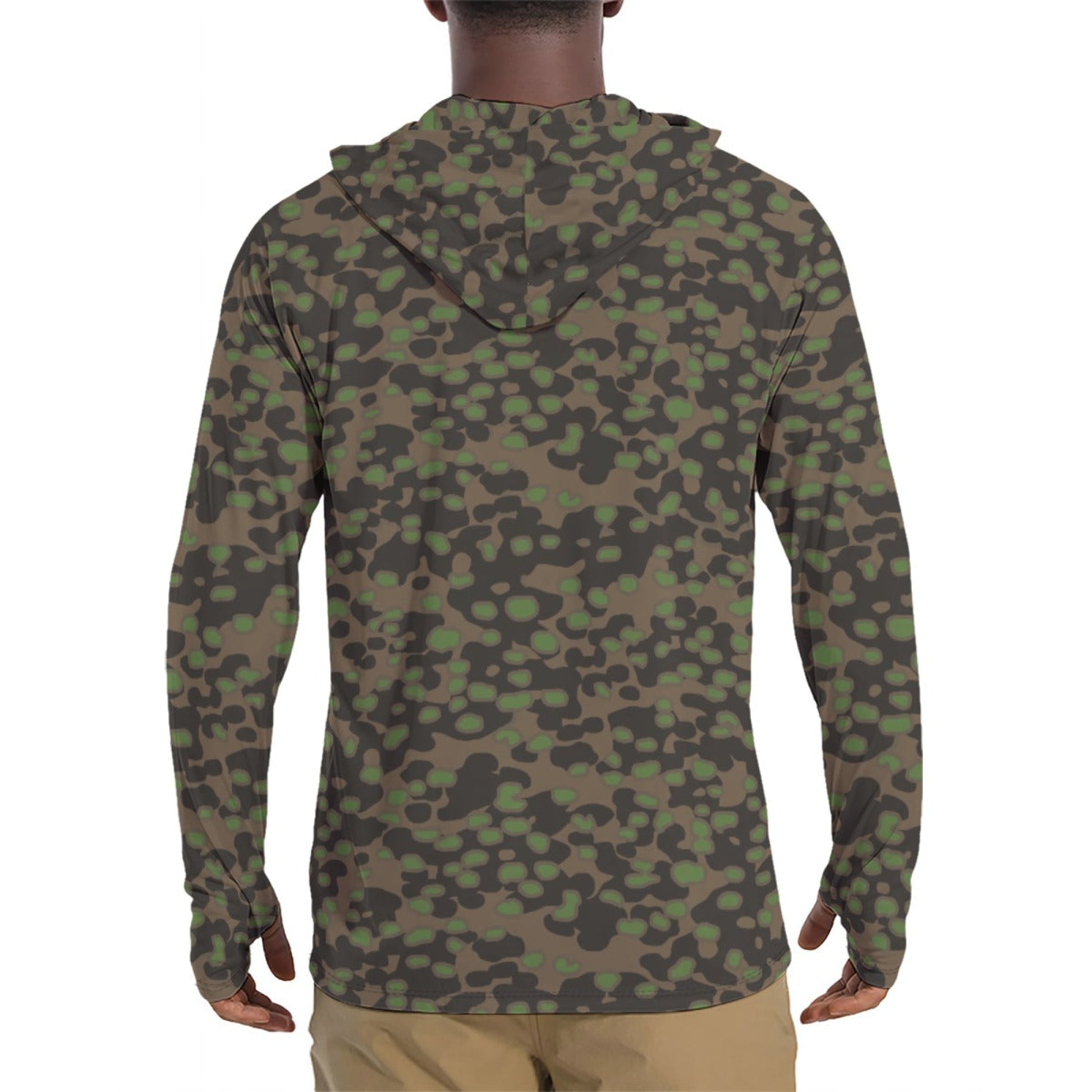 German Polyspot Spring CAMO Mens Sunscreen Sports Hoodie With Thumb Holes - S / White