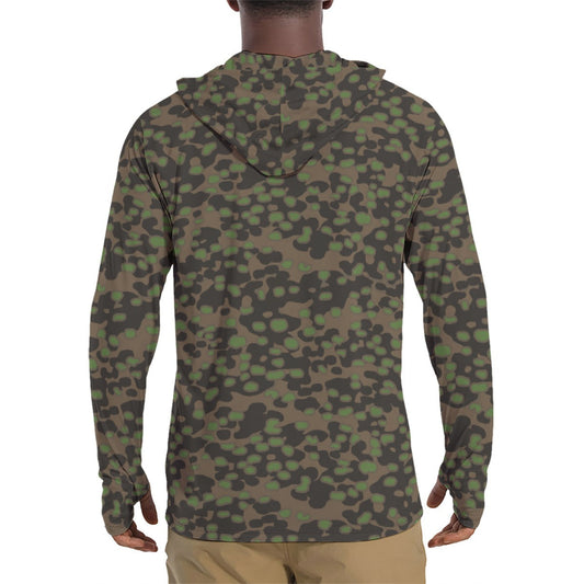 German Polyspot Spring CAMO Mens Sunscreen Sports Hoodie With Thumb Holes - S / White
