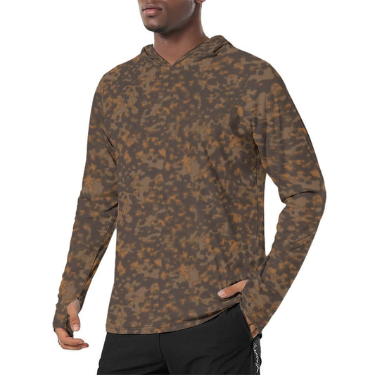 German Rauchtarnmuster Autumn CAMO Mens Sunscreen Sports Hoodie With Thumb Holes