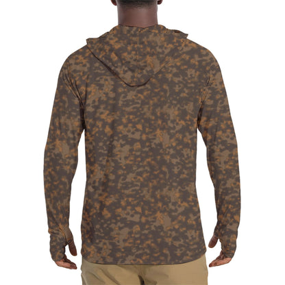 German Rauchtarnmuster Autumn CAMO Mens Sunscreen Sports Hoodie With Thumb Holes - S / White