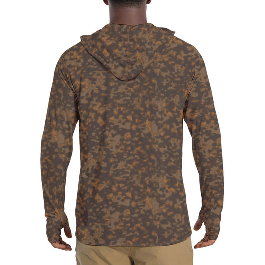 German Rauchtarnmuster Autumn CAMO Mens Sunscreen Sports Hoodie With Thumb Holes - S / White