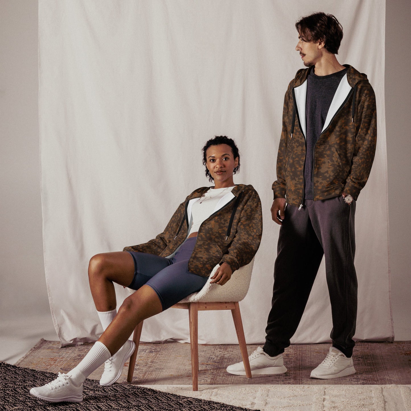 German Rauchtarnmuster Autumn CAMO Unisex zip hoodie Zip Hoodies