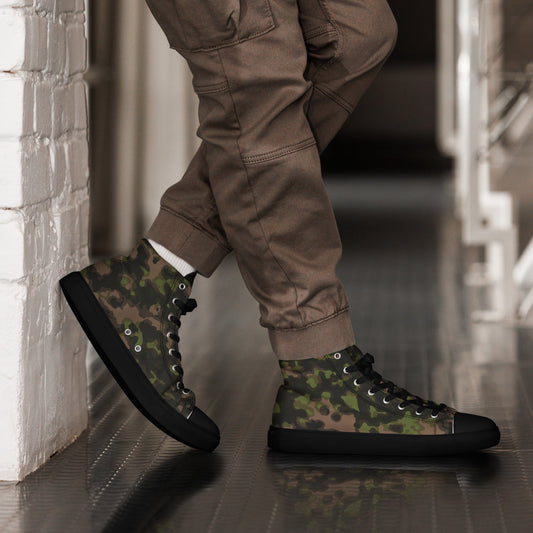 German Rauchtarnmuster Spring CAMO Mens high top canvas shoes - Black / 5 - High Top Canvas Shoes