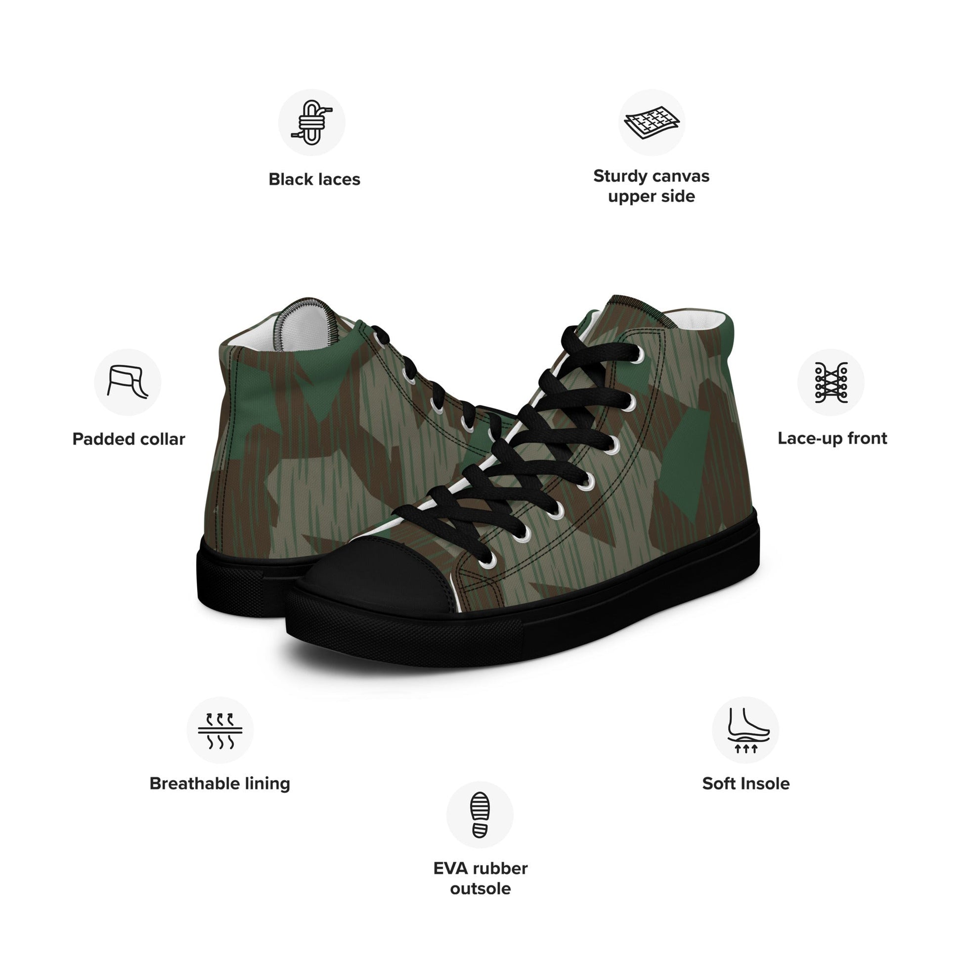 German Splittermuster 41 Luftwaffen CAMO Mens high top canvas shoes - High Top Canvas Shoes