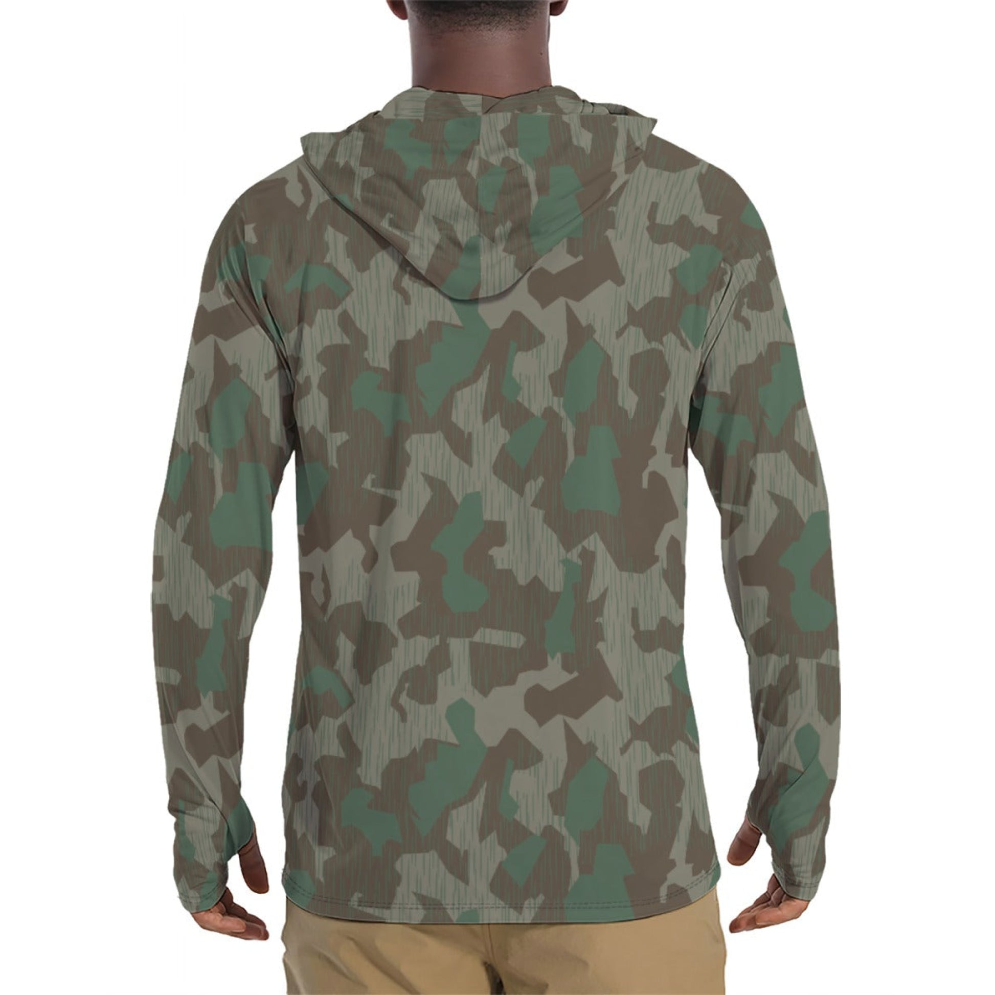 German Splittermuster 41 Luftwaffen CAMO Mens Sunscreen Sports Hoodie With Thumb Holes - Hoodies