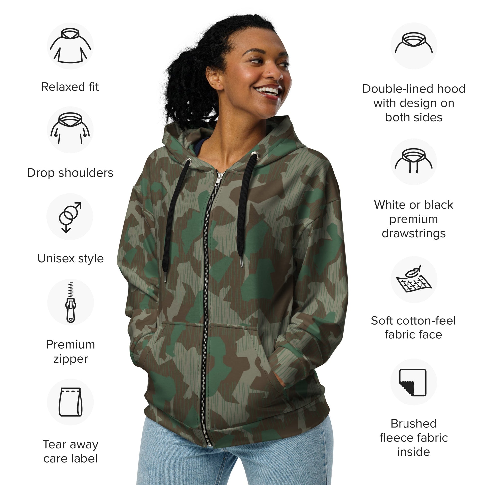 German Splittermuster 41 Luftwaffen CAMO Unisex zip hoodie Zip Hoodies