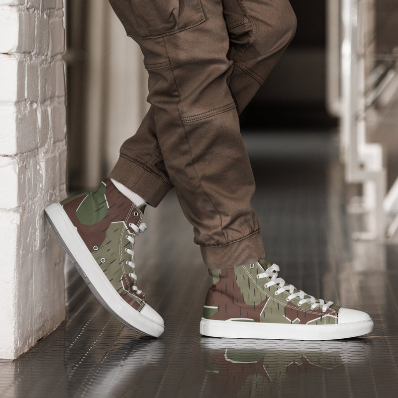 Splittermuster Bundeswehr Paratrooper CAMO Mens High-Top Canvas Shoes - White / 5