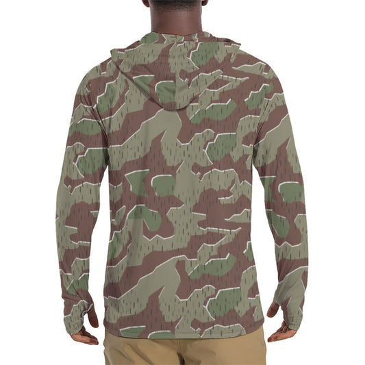 German Splittermuster Bundeswehr Paratrooper CAMO Mens Sunscreen Sports Hoodie With Thumb Holes