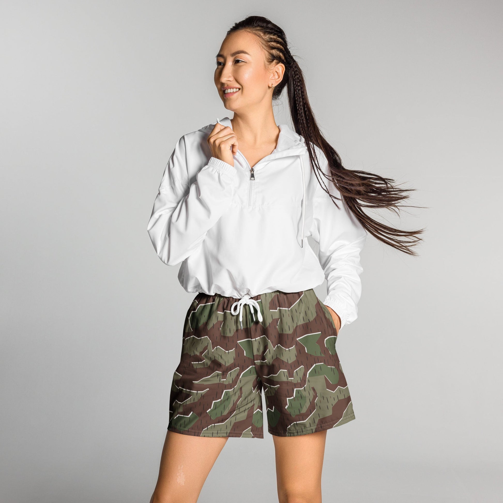 German Splittermuster Bundeswehr Paratrooper CAMO Unisex Athletic Long Shorts