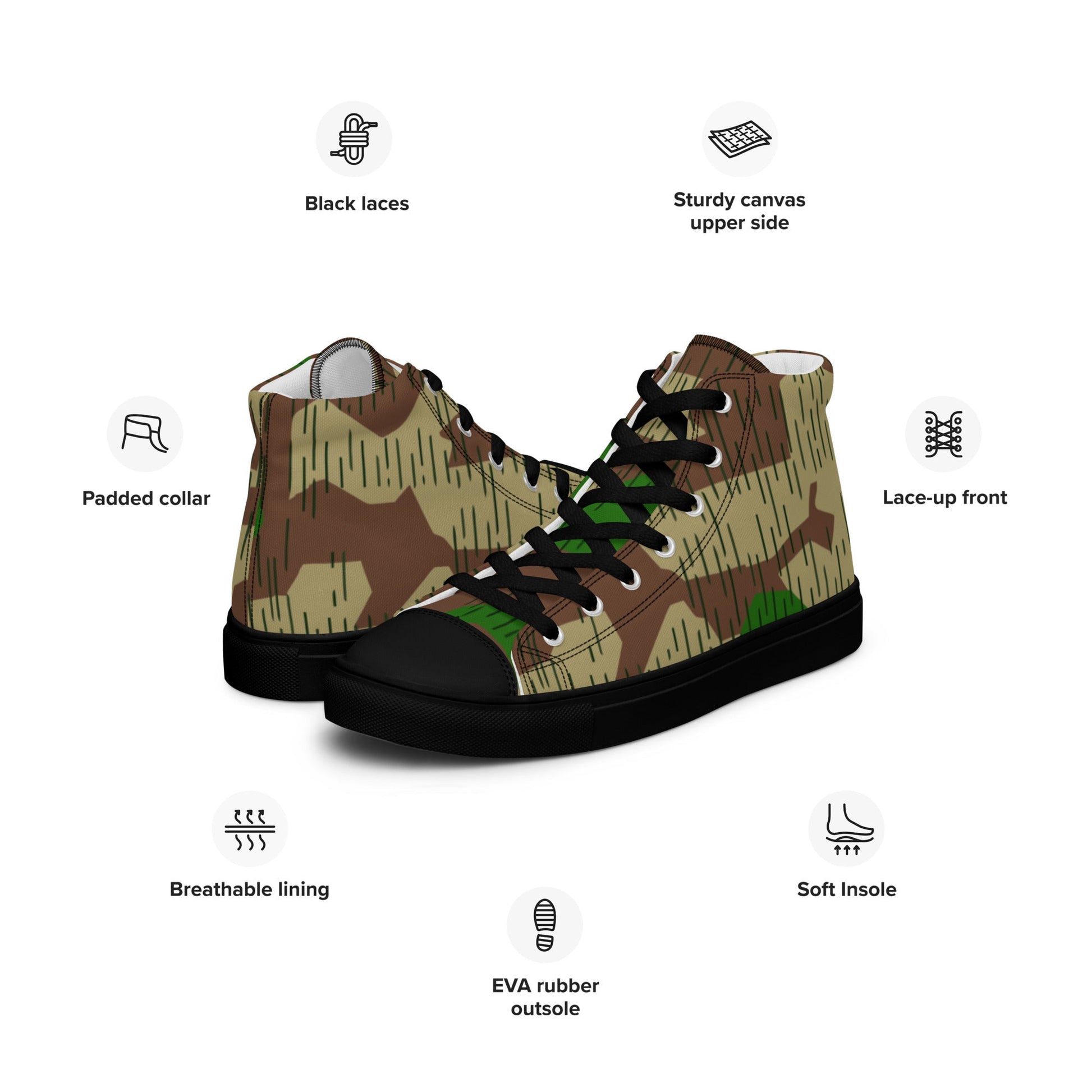 German Splittermuster Buntfarbendruck 31 CAMO Mens high top canvas shoes - High Top Canvas Shoes