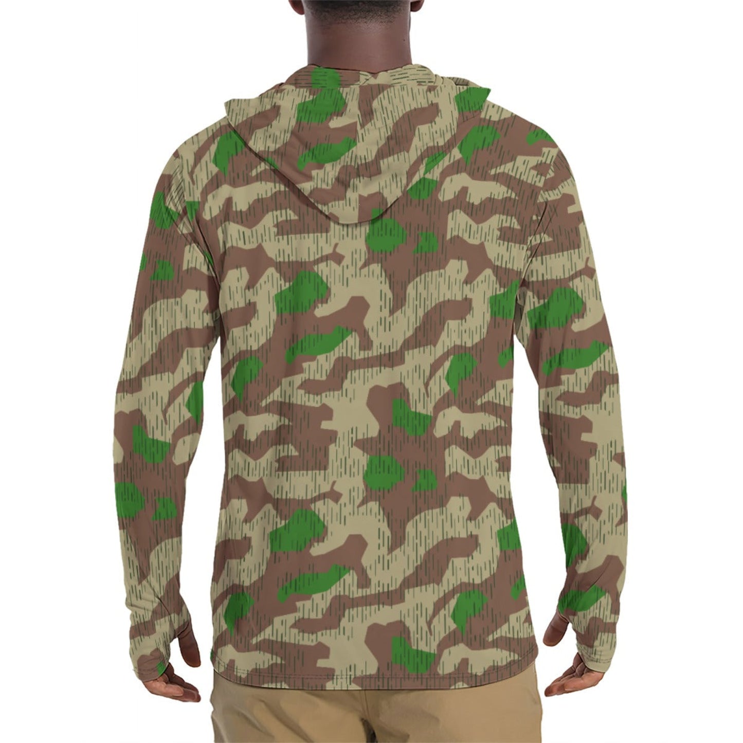German Splittermuster Buntfarbendruck 31 CAMO Mens Sunscreen Sports Hoodie With Thumb Holes Hoodies