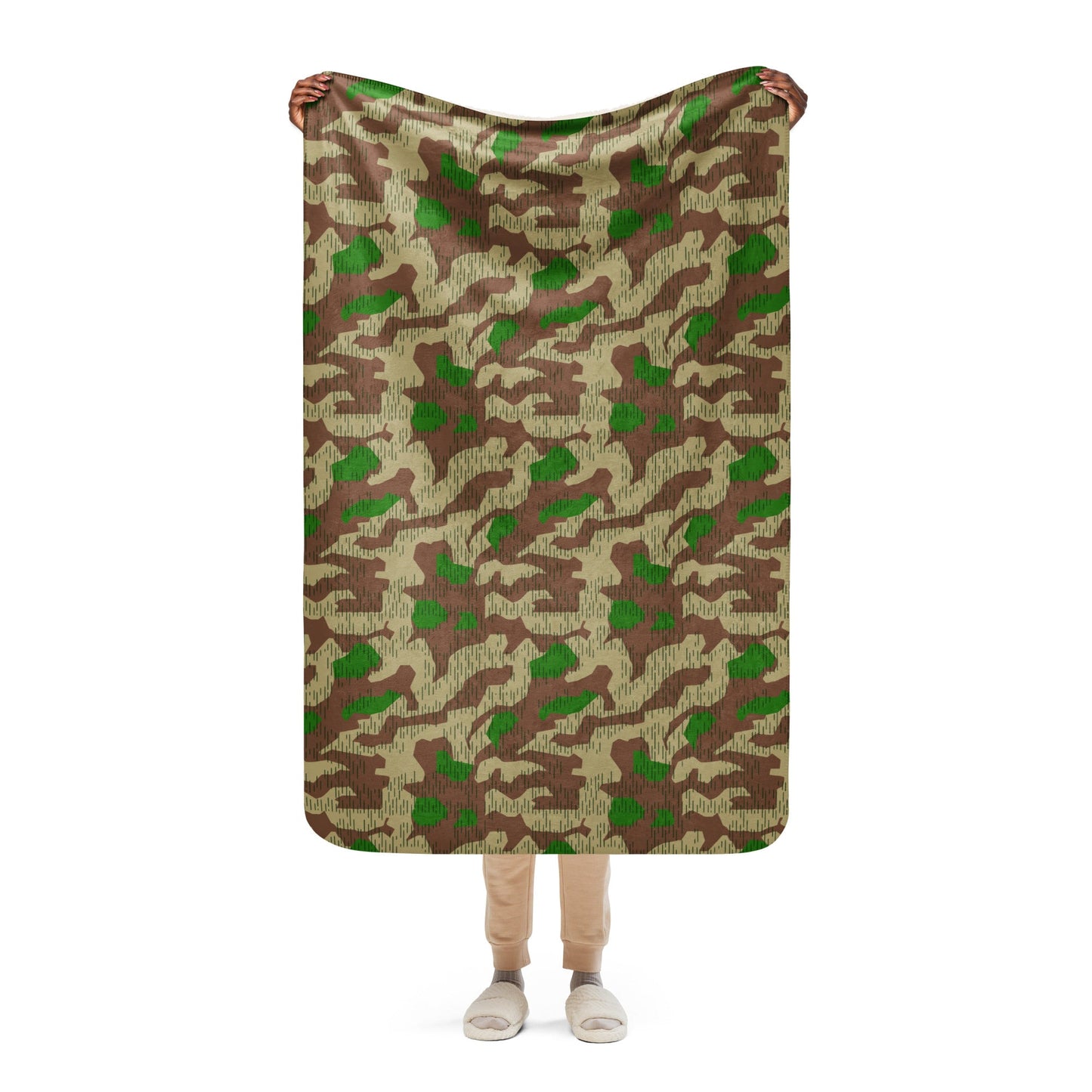 German Splittermuster Buntfarbendruck 31 CAMO Sherpa blanket 37″×57″ Blankets