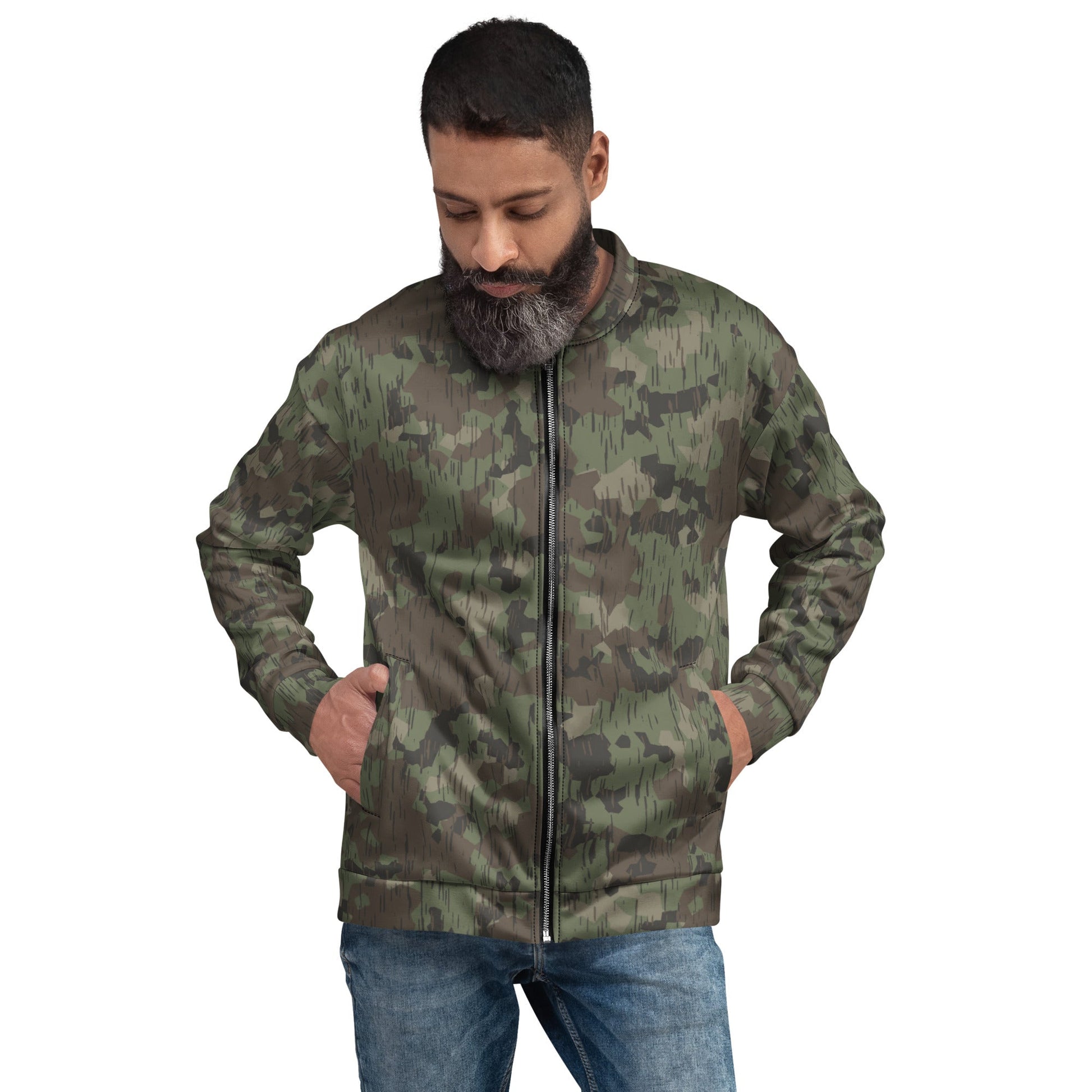 German Splittermuster Fractal Rain CAMO Unisex Bomber Jacket - XS - Jackets
