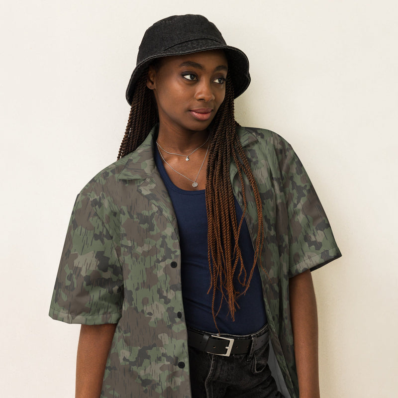 Splittermuster Fractal Rain CAMO Unisex Short-Sleeve Button Shirt - Button-Up