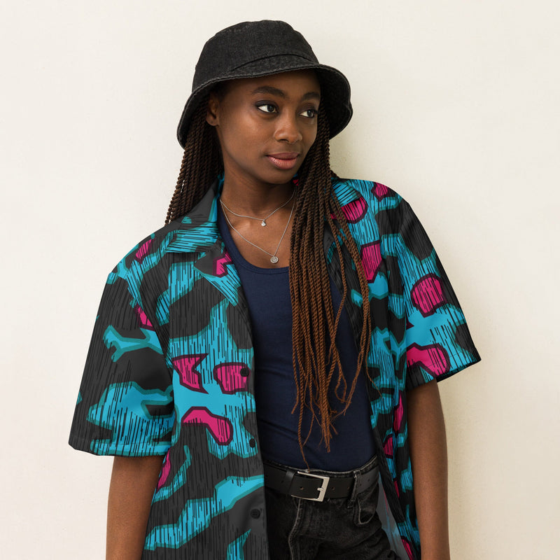 Splittermuster Miami Urban CAMO Unisex Short-Sleeve Button Shirt