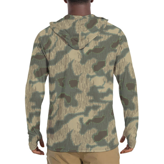 German Splittermuster Multi-terrain CAMO Mens Sunscreen Sports Hoodie With Thumb Holes