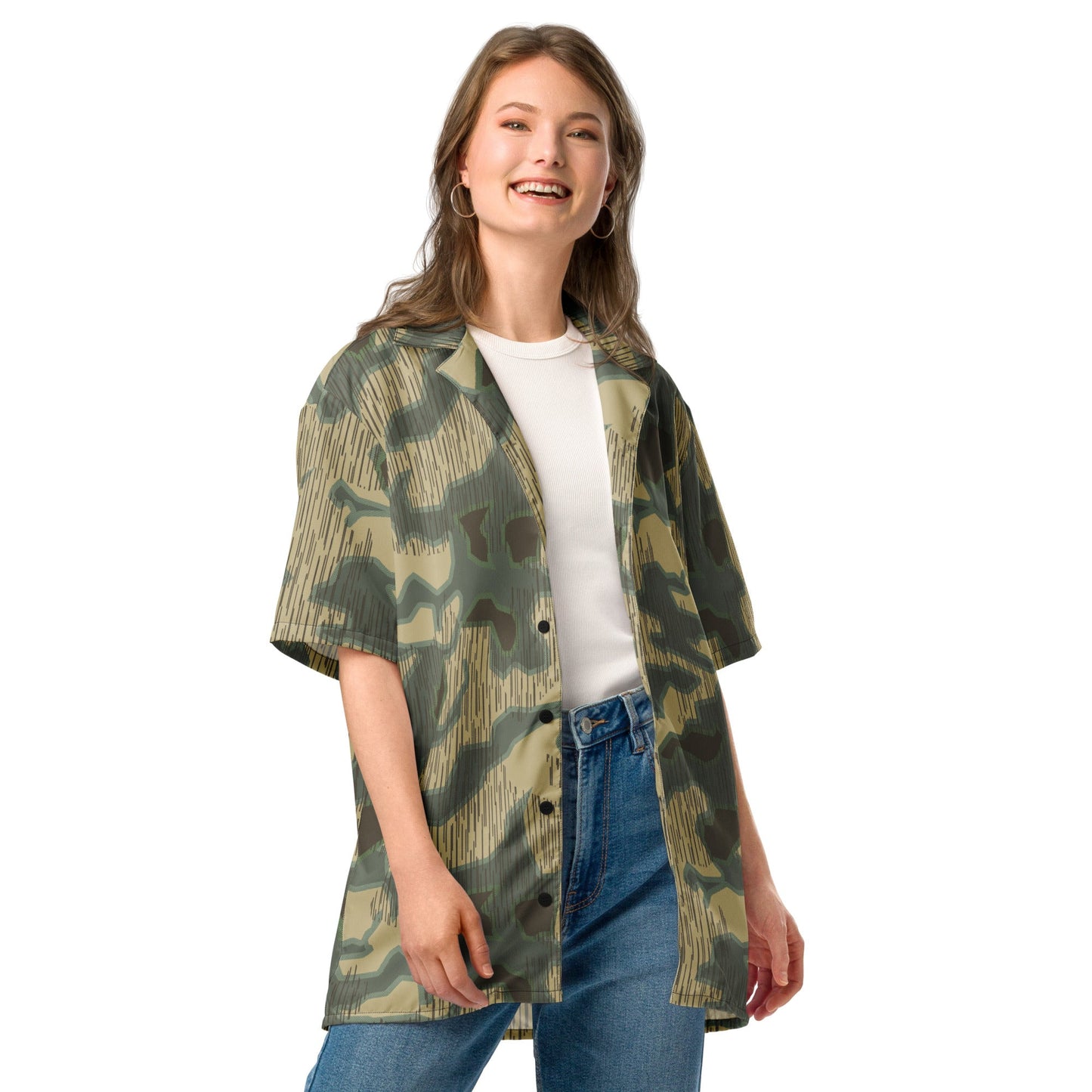German Splittermuster Multi-terrain CAMO Unisex Short-Sleeve Button Shirt
