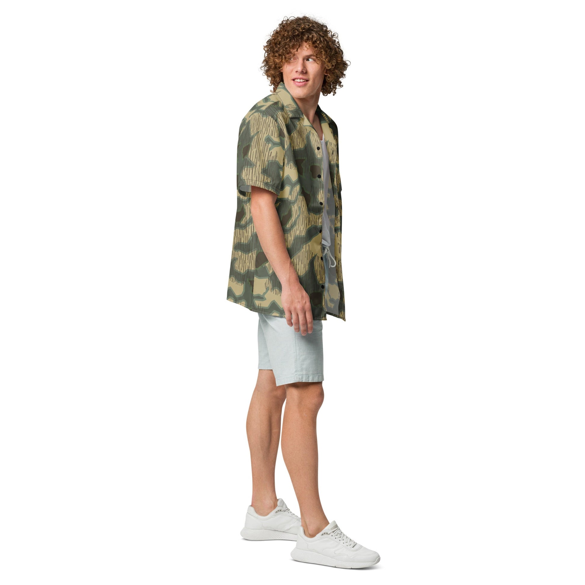 German Splittermuster Multi-terrain CAMO Unisex Short-Sleeve Button Shirt