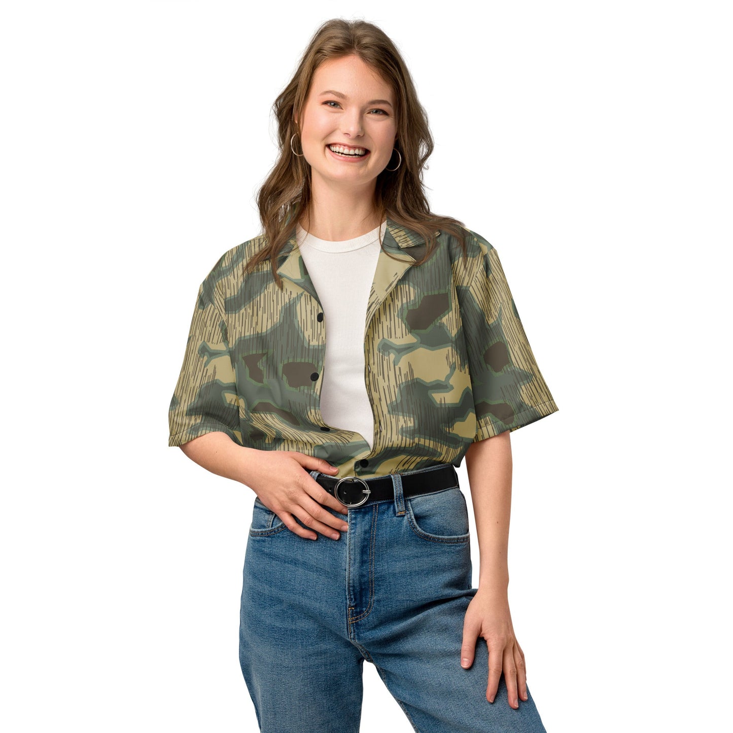 German Splittermuster Multi-terrain CAMO Unisex Short-Sleeve Button Shirt